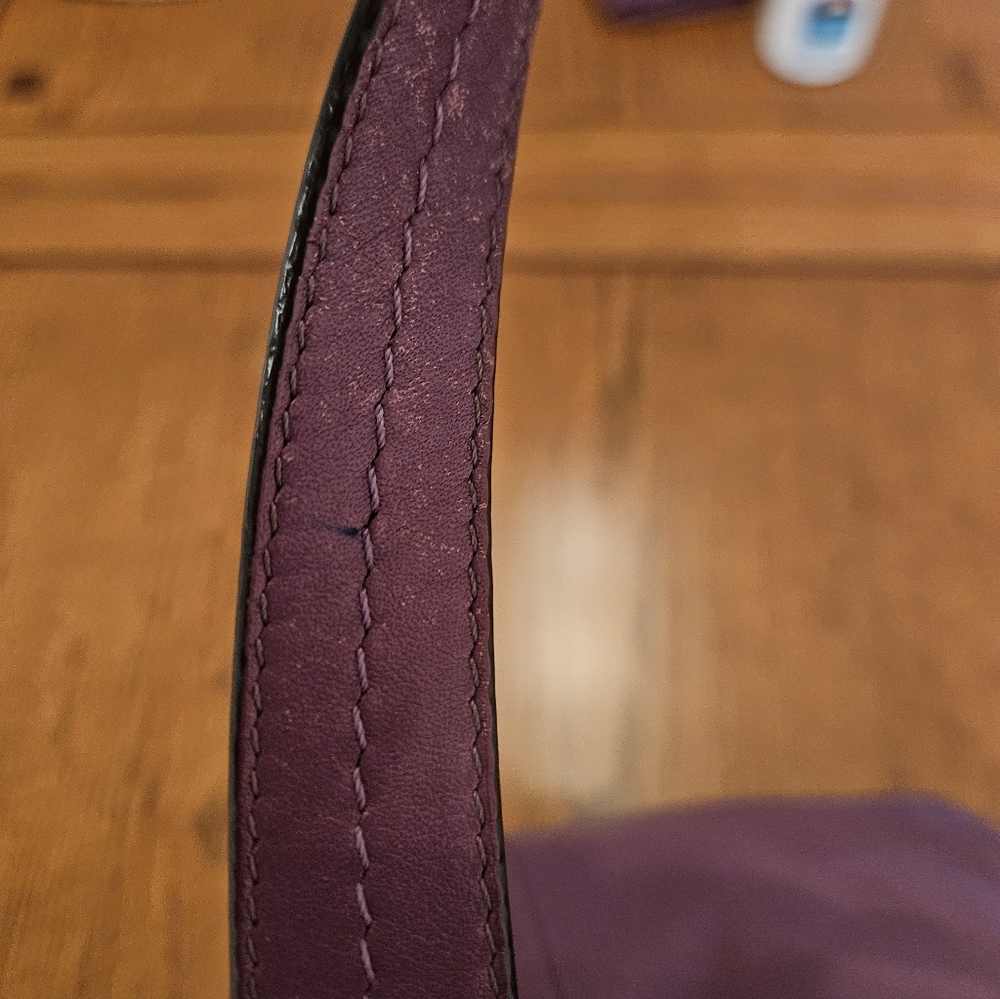 Coach Berry Purple Leather Soho Shoulder Bag w/ Double Handles & Bottom Studs - Picture 11 of 16